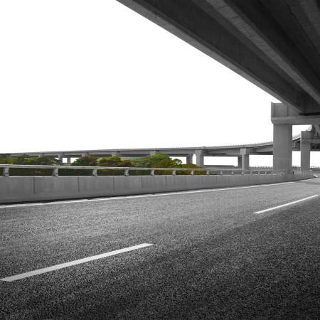 Cement elevated highway overpass. bridge infra structure. isolated on white background.